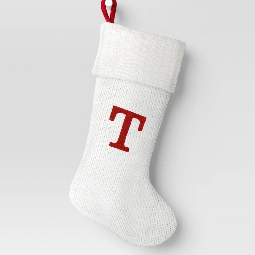 Knit Monogram Christmas Stocking White T - Wondershop